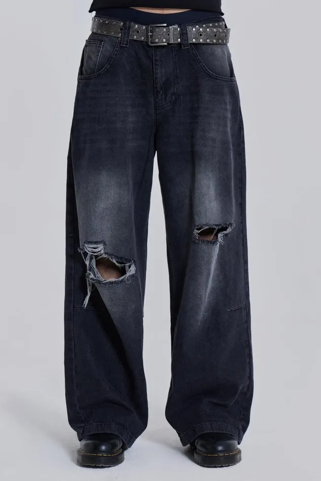 Jaded London Washed Black Busted Colossus Jeans Men Colossus Jeans