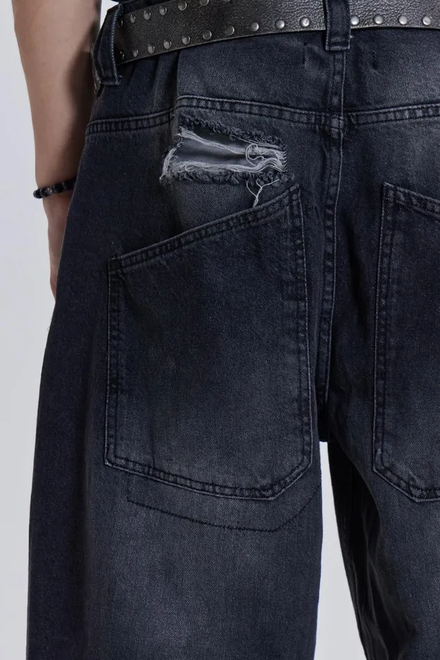 Jaded London Washed Black Busted Colossus Jeans Men Colossus Jeans