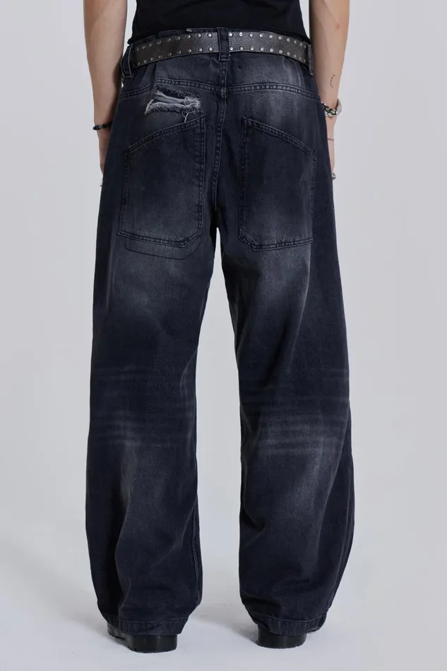 Jaded London Washed Black Busted Colossus Jeans Men Colossus Jeans