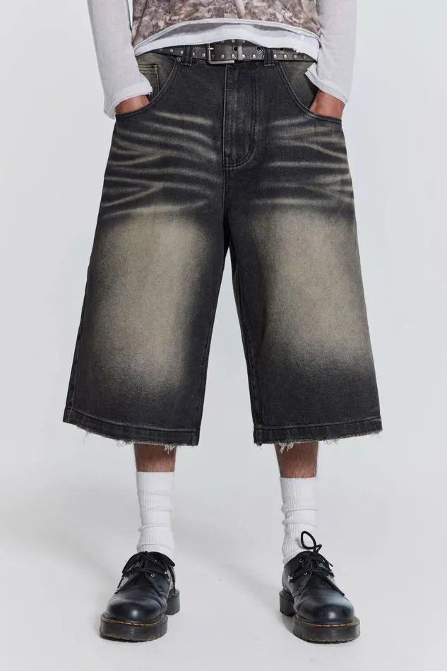 Jaded London Washed Black Colossus Jorts Women Jeans