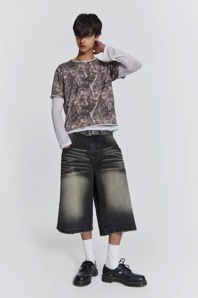 Jaded London Washed Black Colossus Jorts Women Jeans