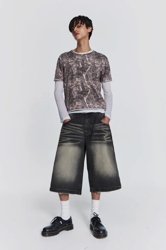 Jaded London Washed Black Colossus Jorts Women Jeans