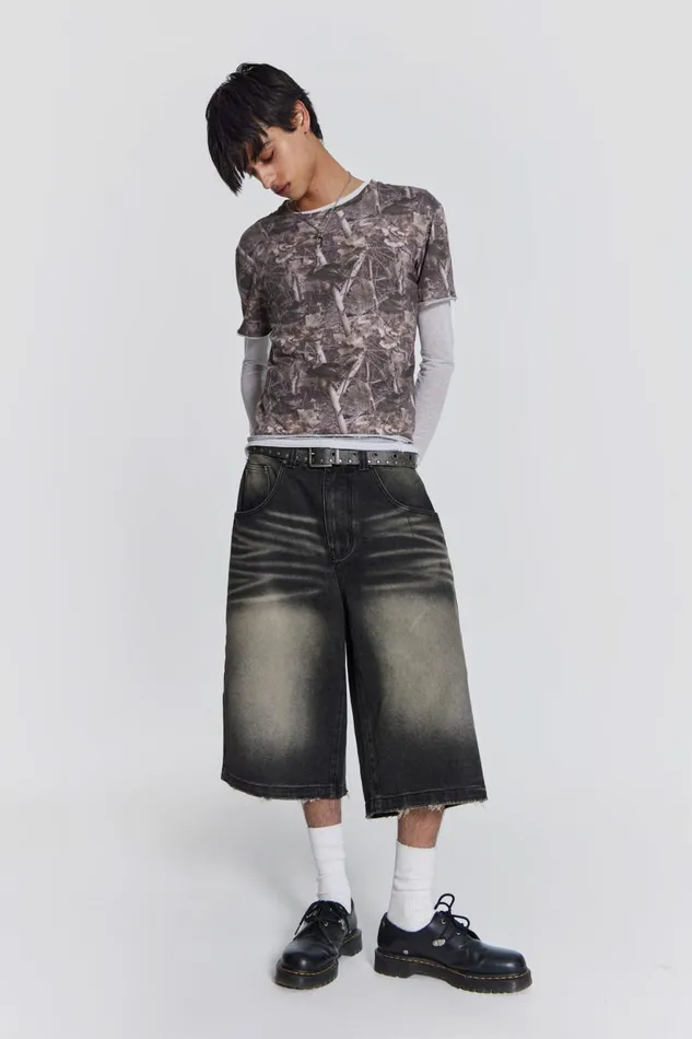 Jaded London Washed Black Colossus Jorts Women Jeans