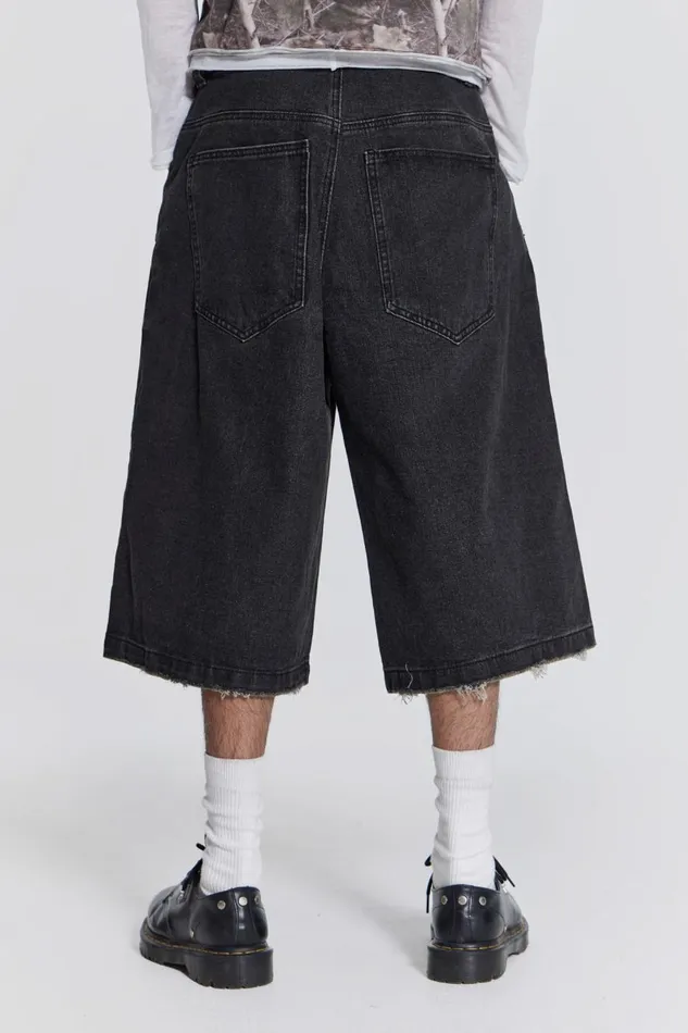 Jaded London Washed Black Colossus Jorts Women Jeans