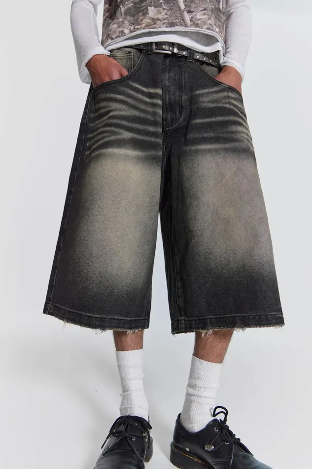 Jaded London Washed Black Colossus Jorts Women Jeans
