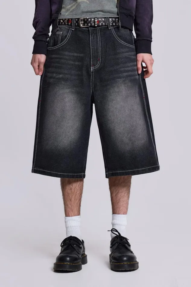 Jaded London Washed Black Jumbo Jorts Women Jeans