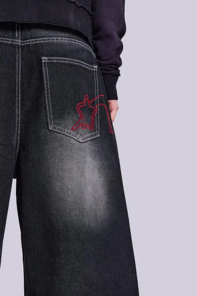Jaded London Washed Black Jumbo Jorts Women Jeans