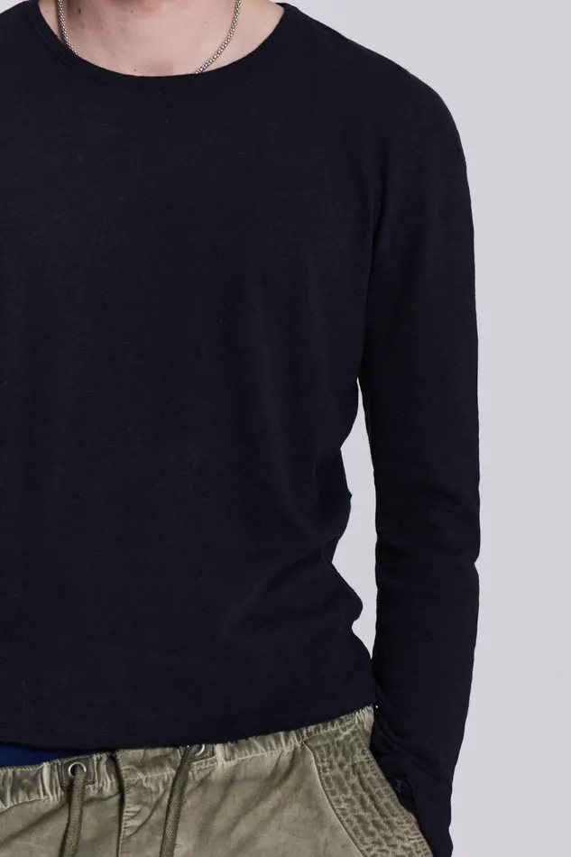 Jaded London Washed Black Long Sleeve Slub Tee Men Basics