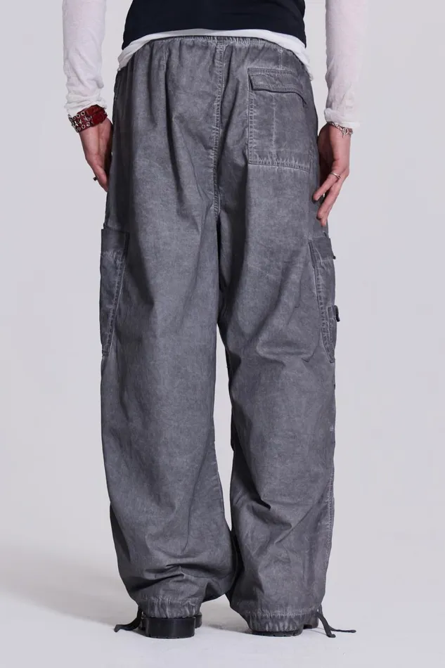 Jaded London Washed Black Oil Parachute Cargo Pants Women Trousers and Pants