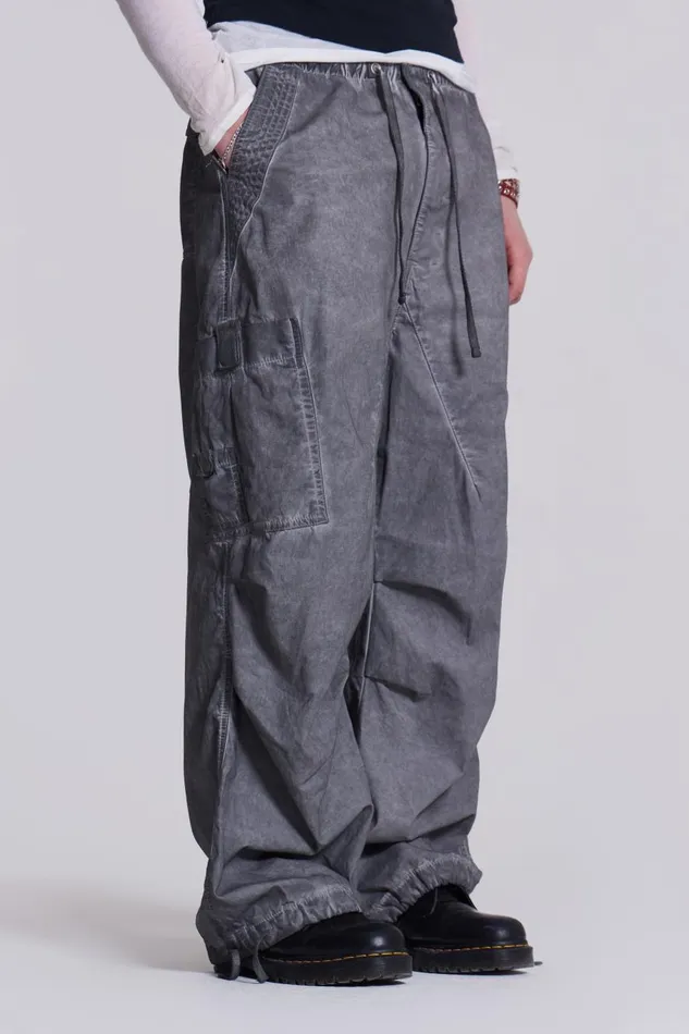 Jaded London Washed Black Oil Parachute Cargo Pants Women Trousers and Pants