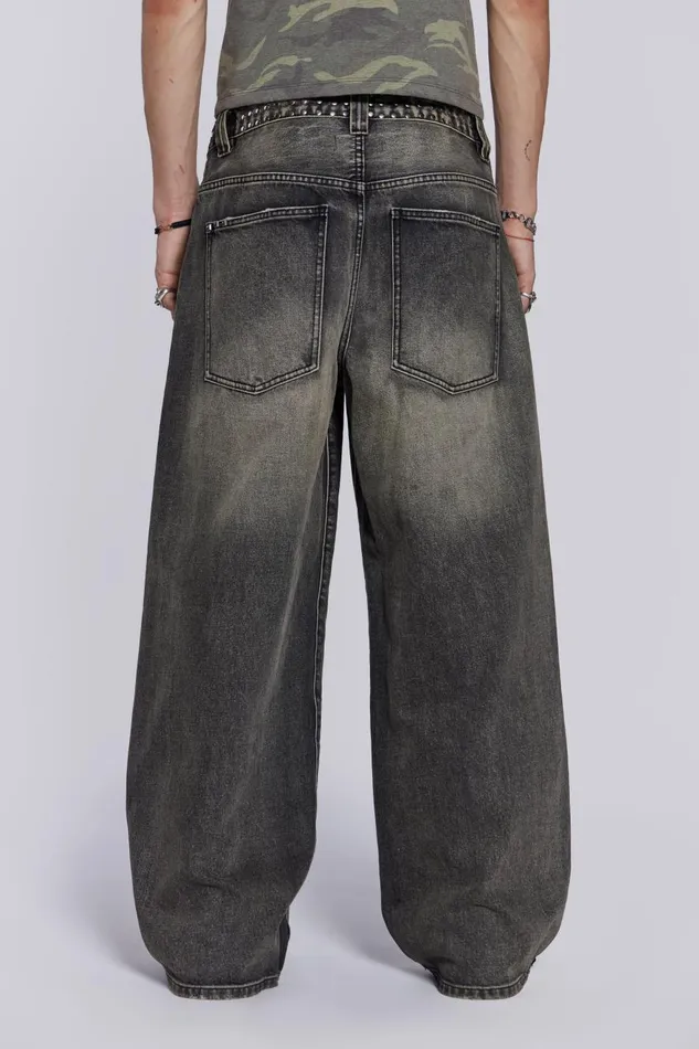 Jaded London Washed Black Stud Colossus Jeans Men Colossus Jeans