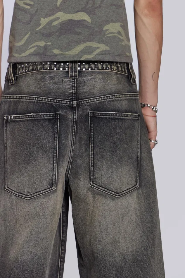 Jaded London Washed Black Stud Colossus Jeans Men Colossus Jeans