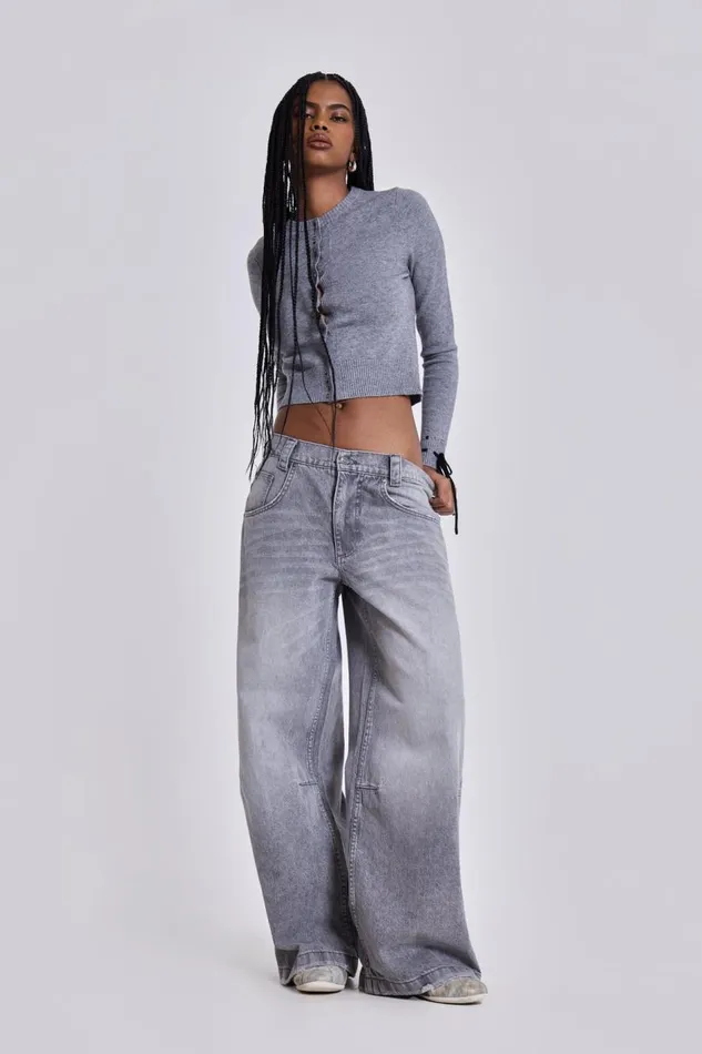 Jaded London Washed Grey Colossus Baggy Jeans Women Jeans
