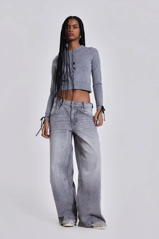 Jaded London Washed Grey Colossus Baggy Jeans Women Jeans