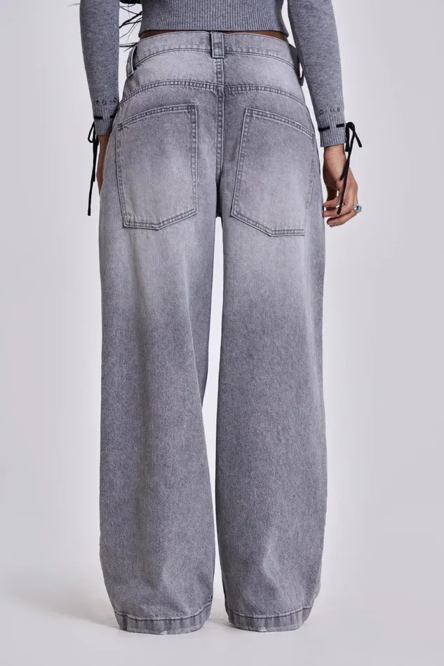 Jaded London Washed Grey Colossus Baggy Jeans Women Jeans