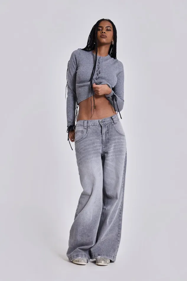 Jaded London Washed Grey Colossus Baggy Jeans Women Jeans