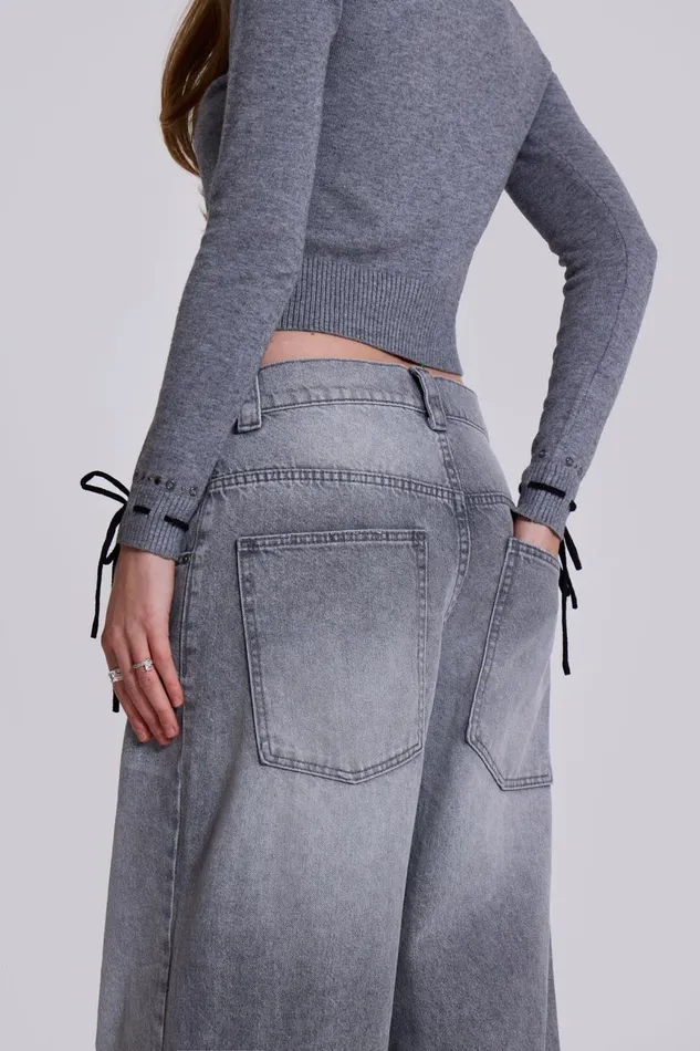 Jaded London Washed Grey Colossus Baggy Jeans Women Jeans