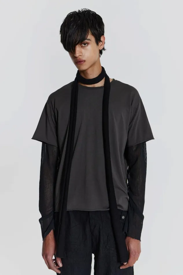 Jaded London Washed Grey Layered Tshirt Men TShirts and Vests