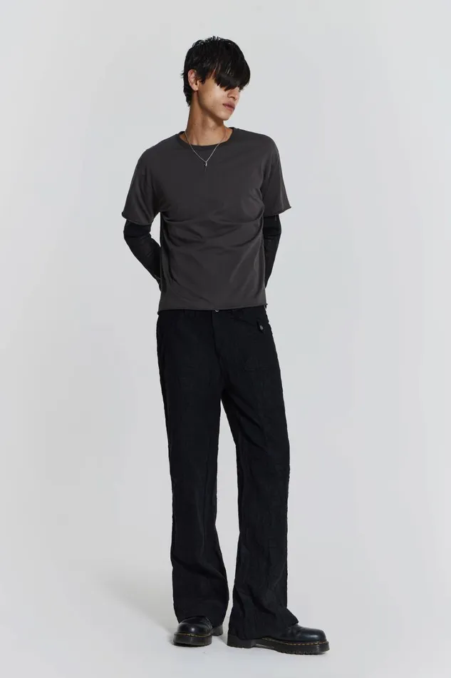 Jaded London Washed Grey Layered Tshirt Men TShirts and Vests