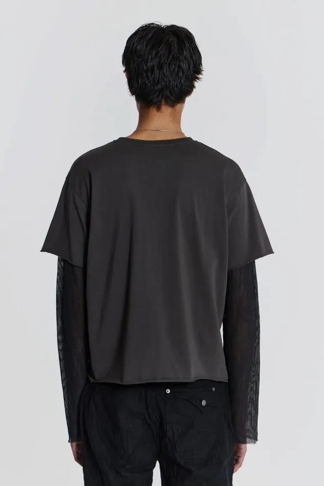 Jaded London Washed Grey Layered Tshirt Men TShirts and Vests