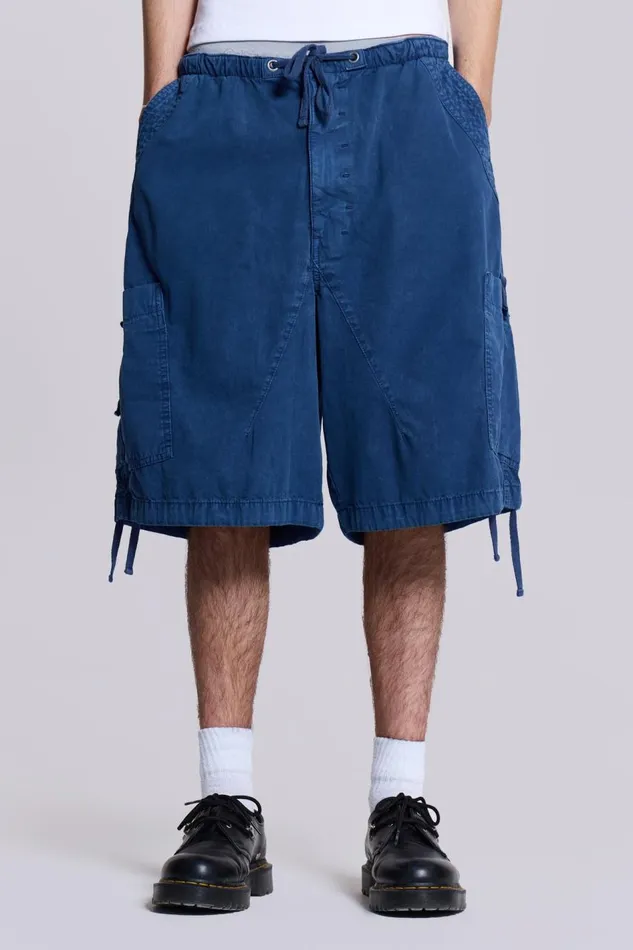 Jaded London Washed Navy Parachute Short Men Shorts and Jorts