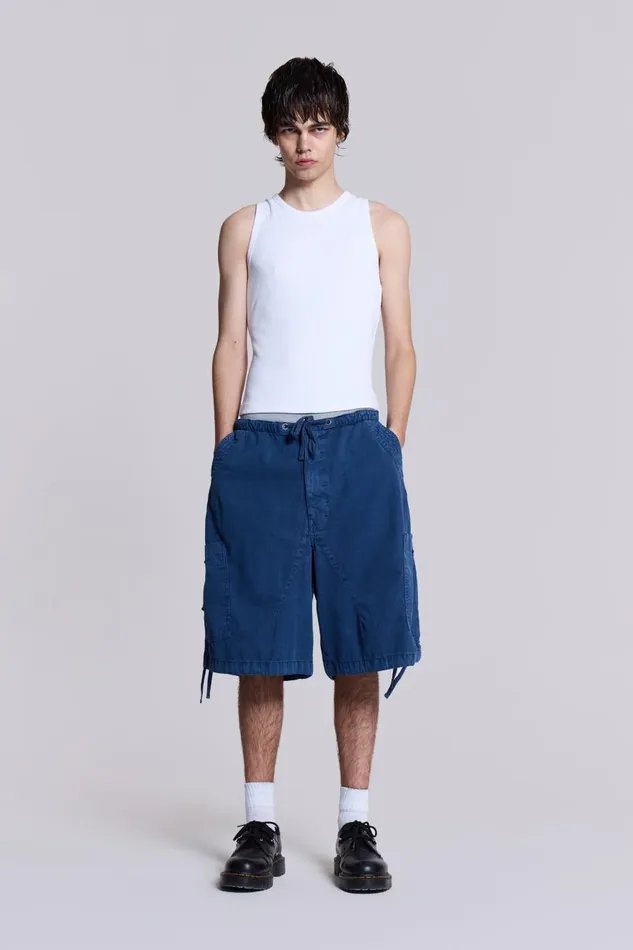 Jaded London Washed Navy Parachute Short Men Shorts and Jorts
