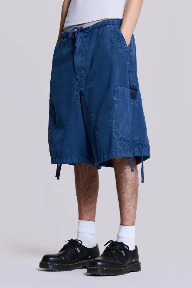 Jaded London Washed Navy Parachute Short Men Shorts and Jorts