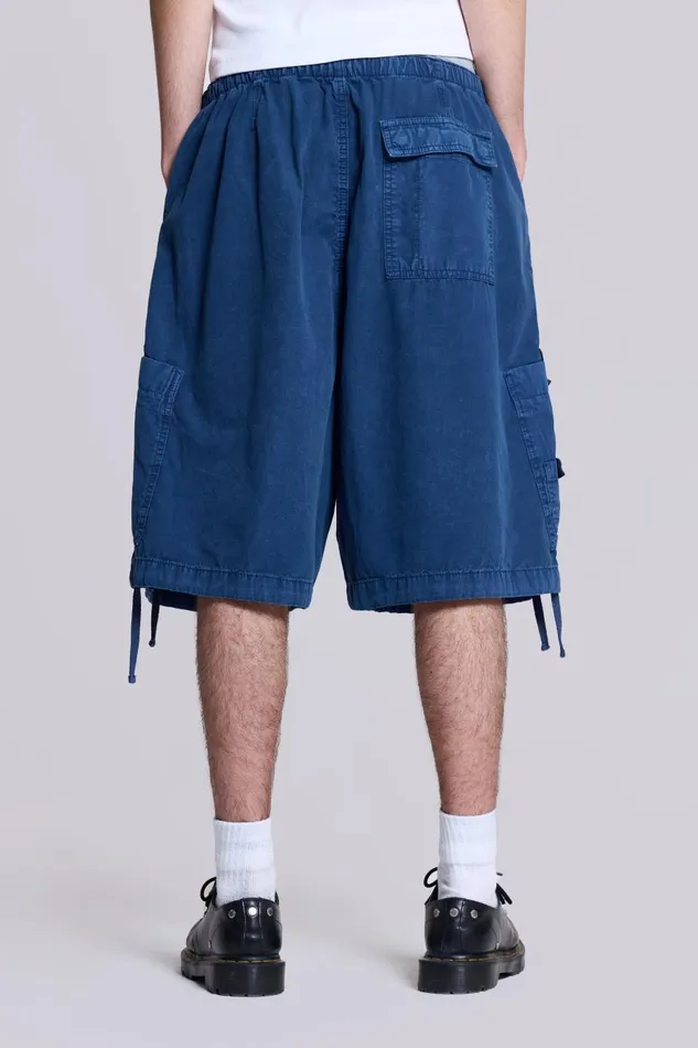 Jaded London Washed Navy Parachute Short Men Shorts and Jorts