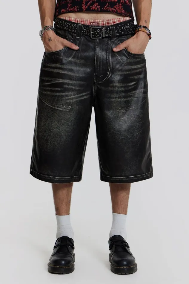 Jaded London Washed Vegan Leather Shorts Women CoOrds