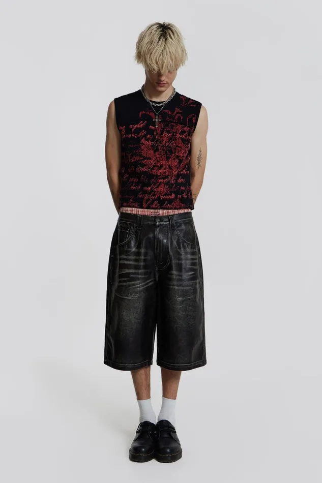 Jaded London Washed Vegan Leather Shorts Women CoOrds