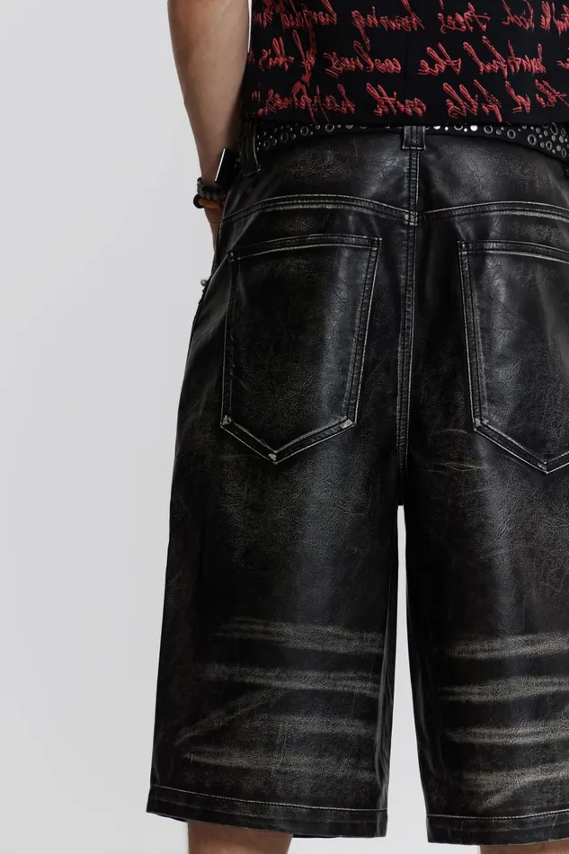 Jaded London Washed Vegan Leather Shorts Women CoOrds