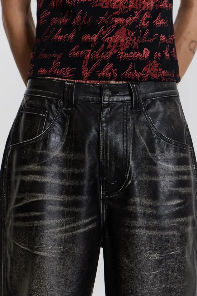Jaded London Washed Vegan Leather Shorts Women CoOrds