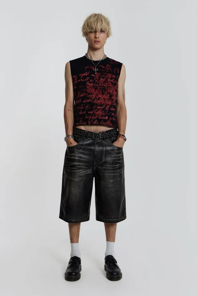 Jaded London Washed Vegan Leather Shorts Women CoOrds