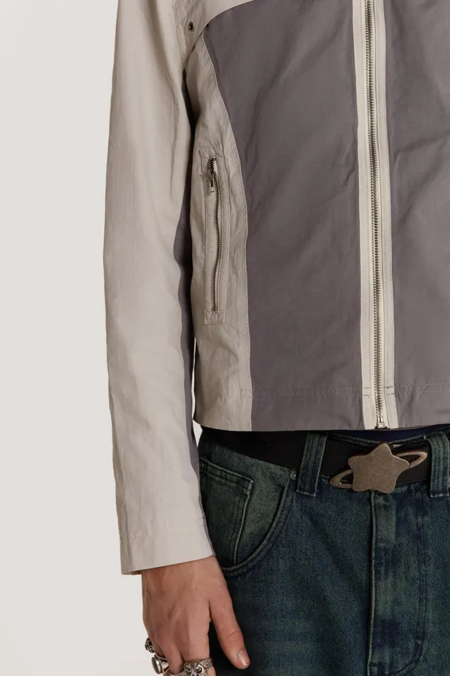 Jaded London White and Grey Panelled Moto Jacket Men Outerwear