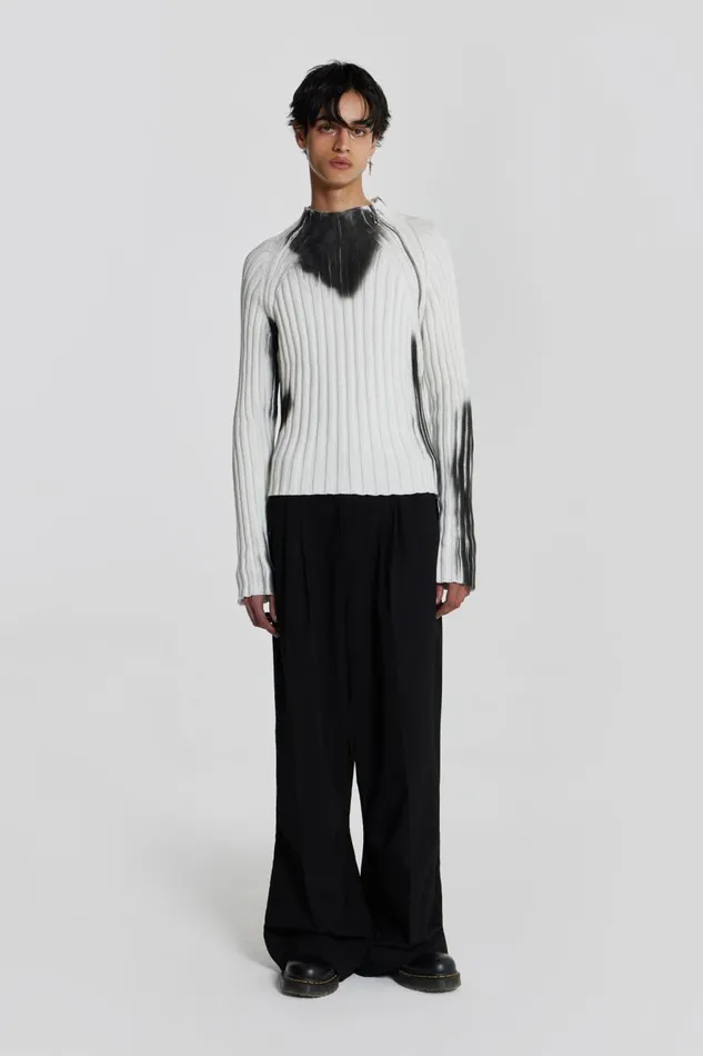 Jaded London White Asymmetric Luster Knit Men Knitwear