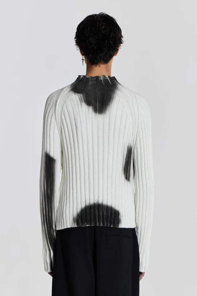 Jaded London White Asymmetric Luster Knit Men Knitwear