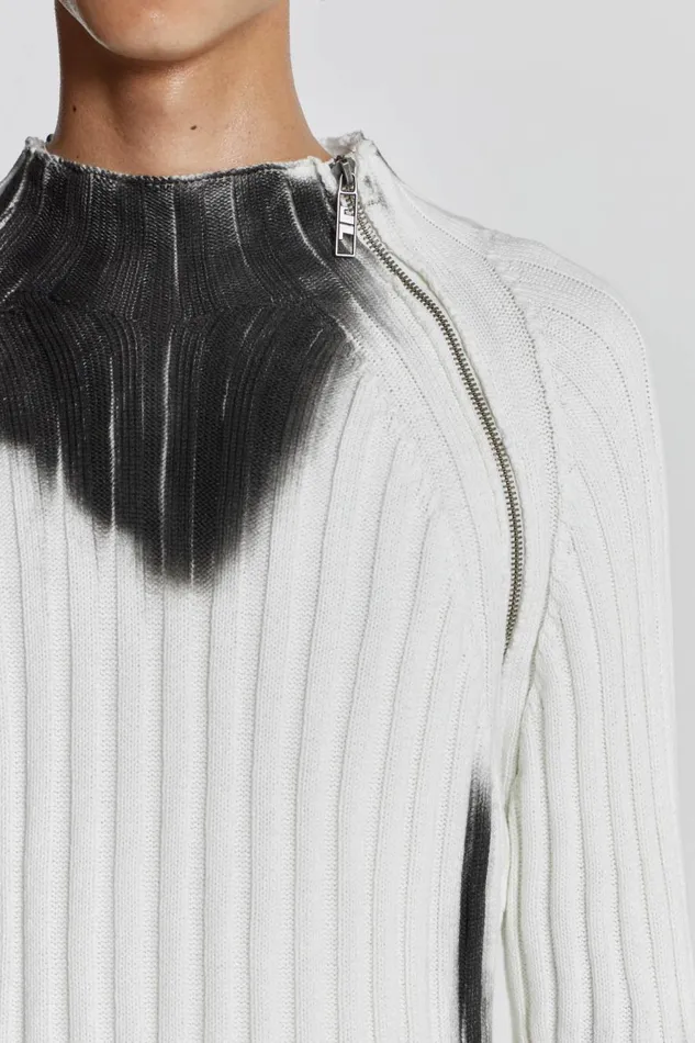 Jaded London White Asymmetric Luster Knit Men Knitwear