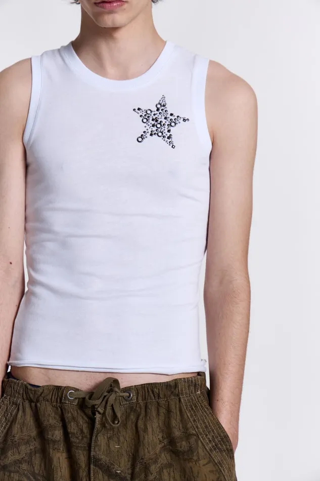 Jaded London White Cosmo Vest Men TShirts and Vests