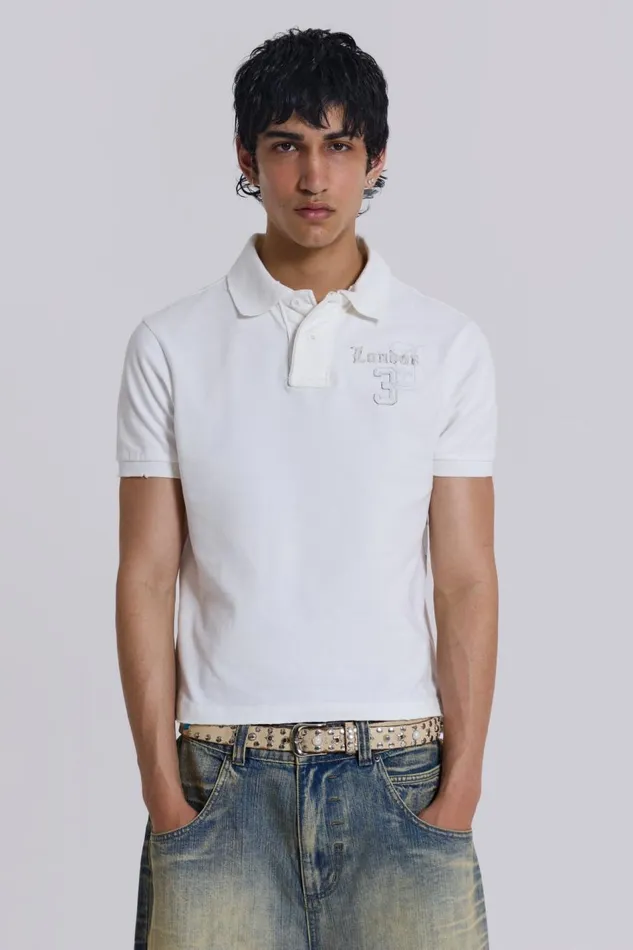 Jaded London White Frat Polo Shirt Men Shirts