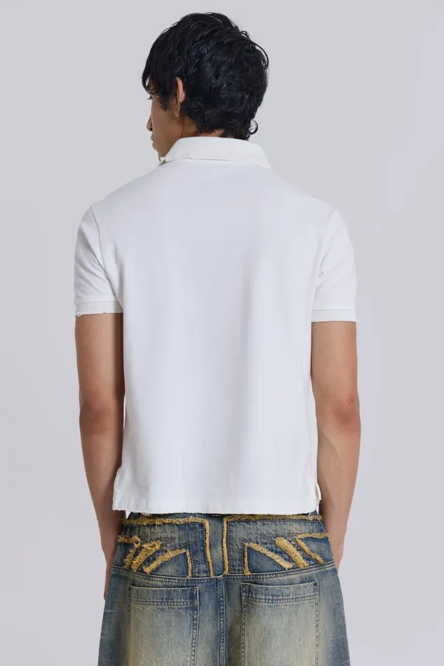Jaded London White Frat Polo Shirt Men Shirts