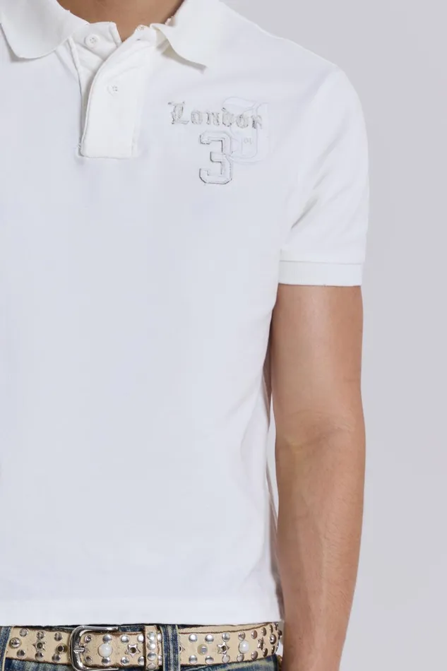Jaded London White Frat Polo Shirt Men Shirts