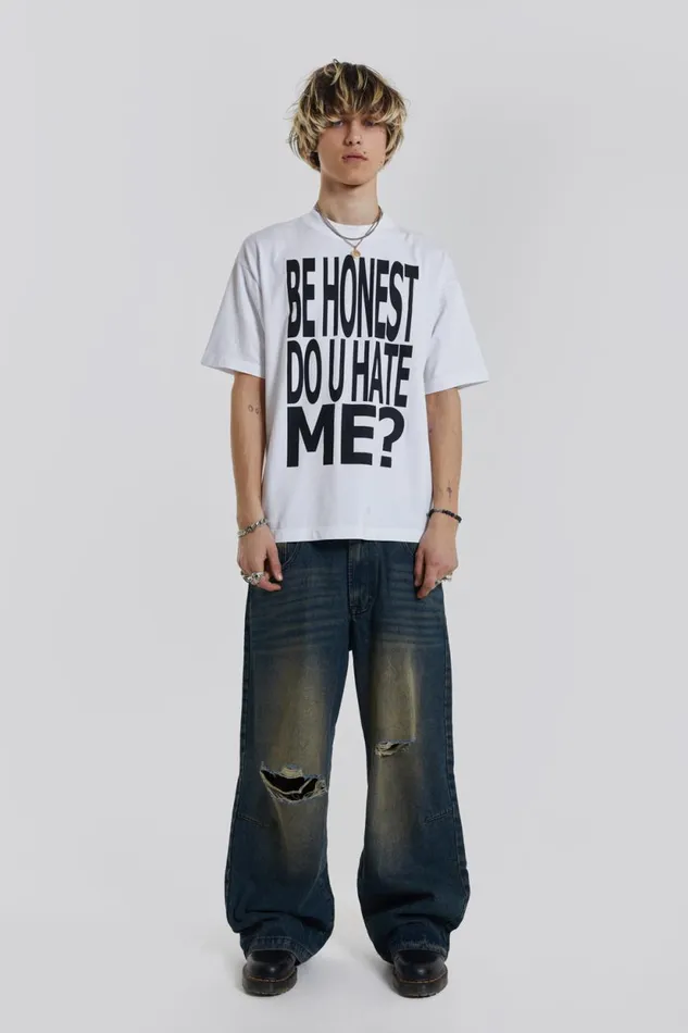 Jaded London White Honesty Oversized Tshirt Men TShirts and Vests Jaded London White Honesty Oversized Tshirt Men TShirts and Vests
