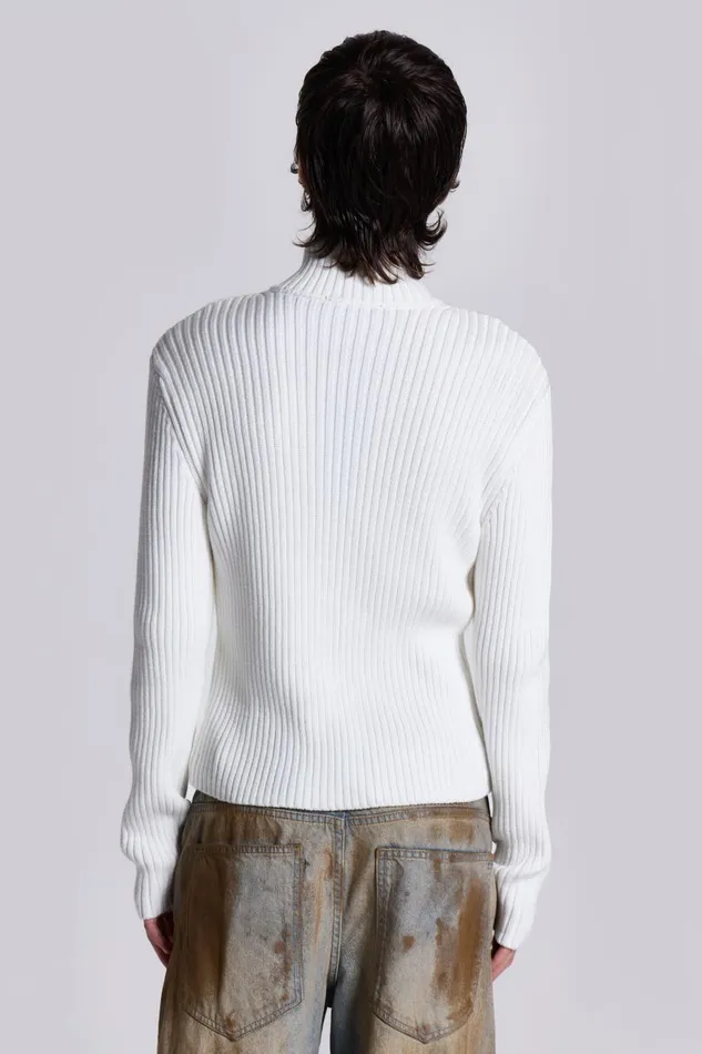 Jaded London White Lucid Knit Track Top Men Knitwear