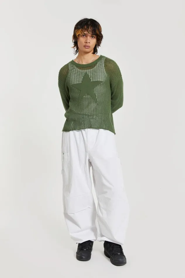 Jaded London White Parachute Cargo Pants Men Trousers and Pants