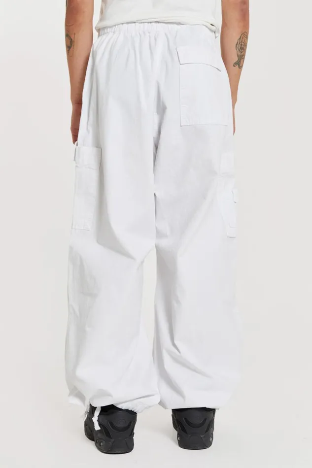 Jaded London White Parachute Cargo Pants Men Trousers and Pants