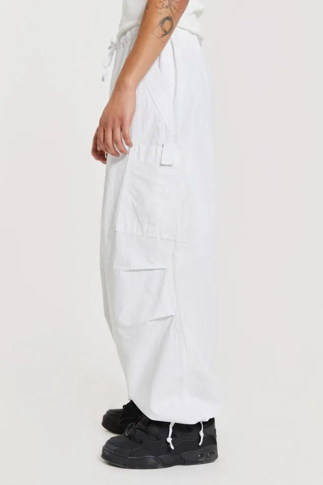 Jaded London White Parachute Cargo Pants Men Trousers and Pants