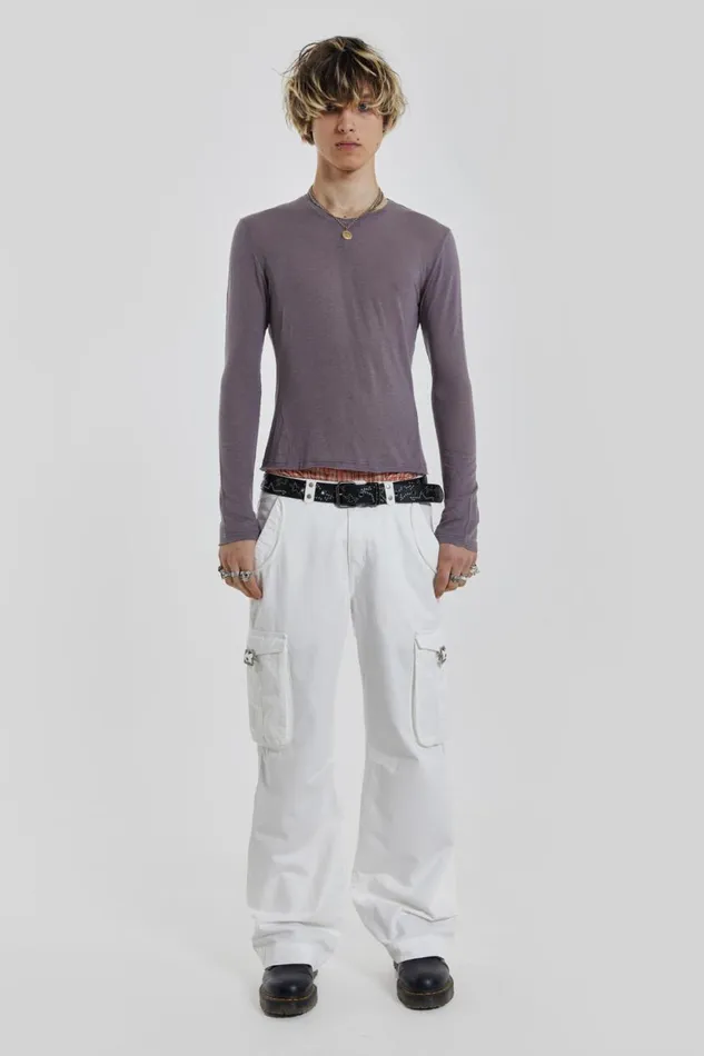 Jaded London White Straight Leg Cargo Trousers Men Cargo Pants