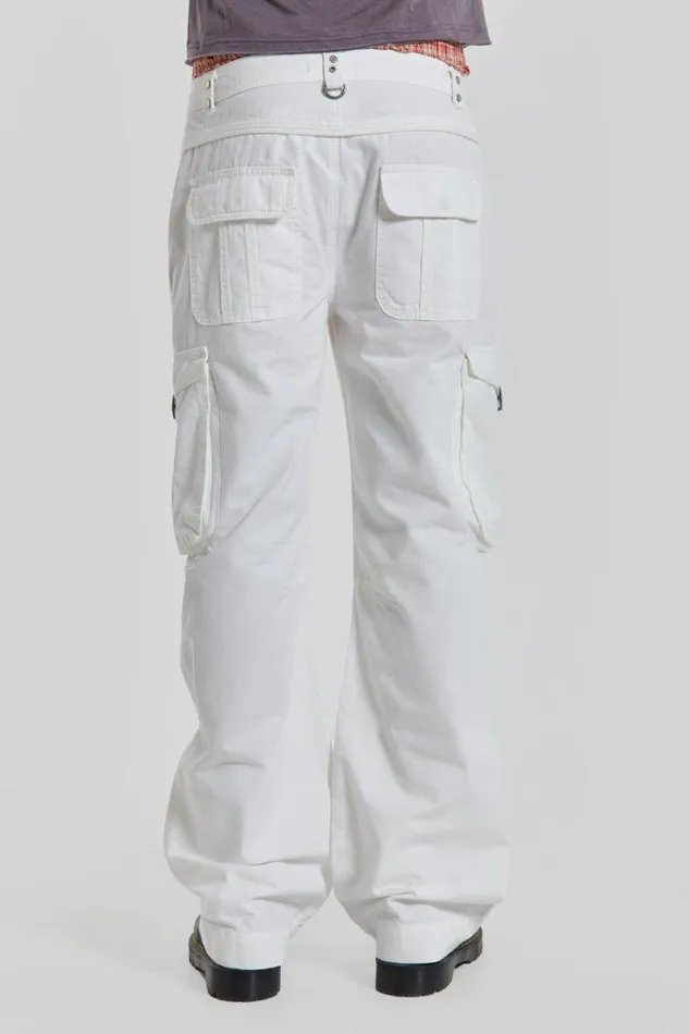Jaded London White Straight Leg Cargo Trousers Men Cargo Pants