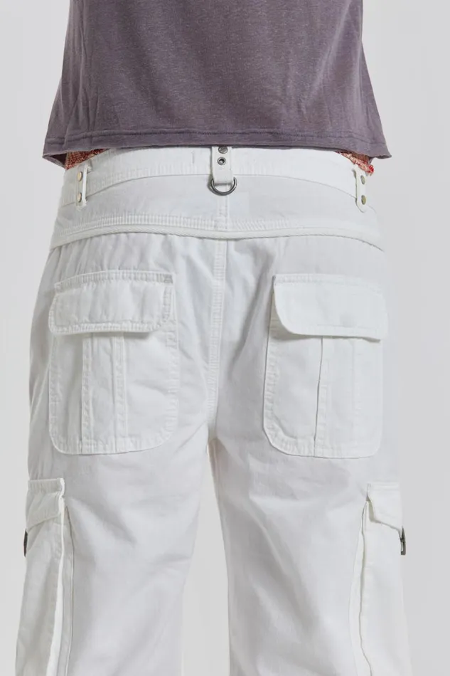 Jaded London White Straight Leg Cargo Trousers Men Cargo Pants