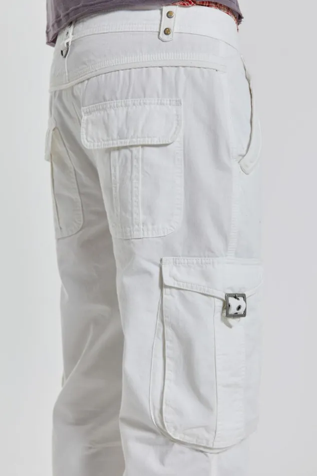 Jaded London White Straight Leg Cargo Trousers Men Cargo Pants